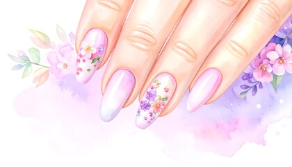Floral nail art design (1)