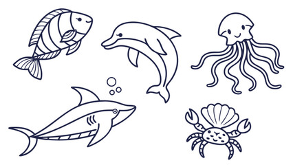 Obraz premium set of sea creatures