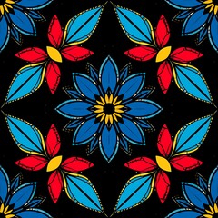 Floral Pattern on Dark Background