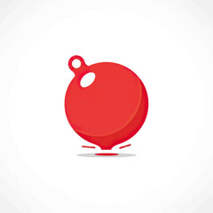 Red Bouncy Ball with Handle, Isolated on White