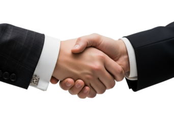 Photo of closeup of a handshake between two business people isolated on transparent background