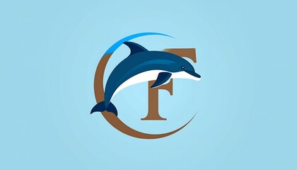 Obraz premium Dolphin logo initial F