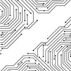 vector black and white circuit silhouette on a white background
