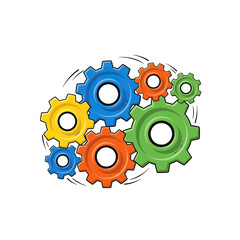 Colorful Interlocking Gears Representing Teamwork and Collaboration