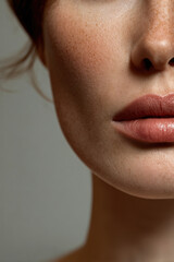 photorealistic ultraminimalist portrait of person against clean neutral background