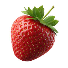 Single strawberry isolated on white background