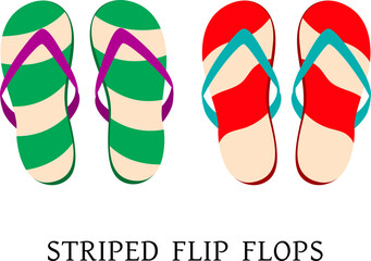 Striped flip flops with y-shaped strap. colorful flip flops. flip flops vector illustration