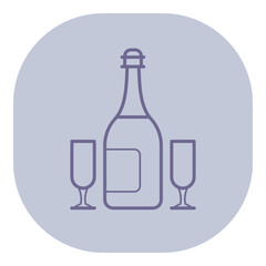 Two elegant glasses beside bottle of sparkling drink, suggesting festive occasion. Perfect for toasting at parties or celebrations with friends and family
