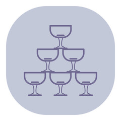 Stacked glasses arranged in pyramid shape, symbolizing toasting and celebration. Wedding receptions and joyful moments concept