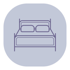 Minimalist line design of bed with two pillows positioned symmetrically. Interior setting concept