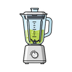 Modern Blender with Green Smoothie, Vector Illustration
