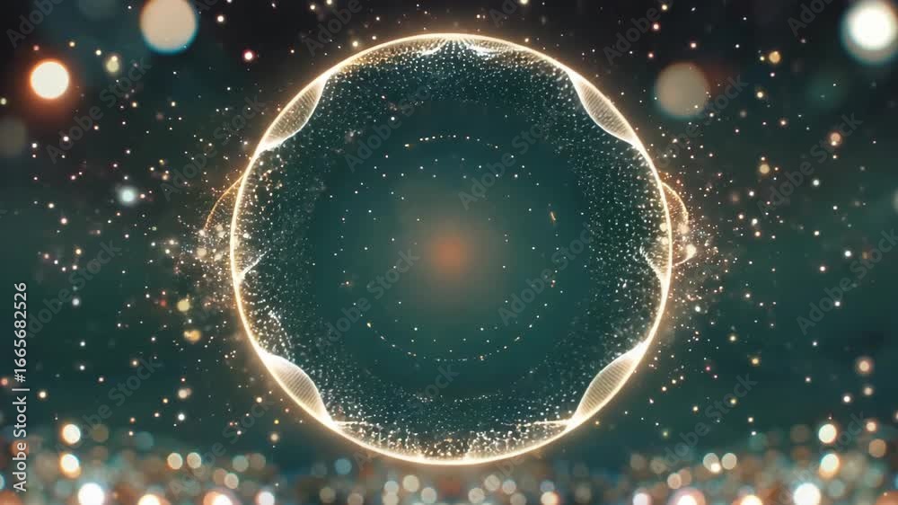 Wall mural a close up of a circular object with a lot of lights in the background