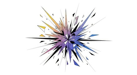 Obraz premium Abstract Geometric Explosion with Gradient Colors on White Background