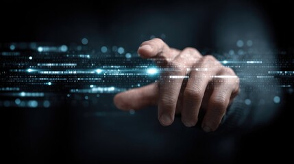 Hand interacting with digital data stream