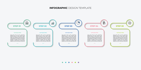 Timeline Creator infographic template. 5 Step timeline journey, calendar Flat simple infographics design template