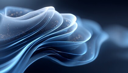 Obraz premium Abstract blue wavy lines with subtle sparkles create a modern and futuristic visual composition, showcasing sleek and fluid design elements.