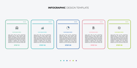 Timeline Creator infographic template. 5 Step timeline journey, calendar Flat simple infographics design template
