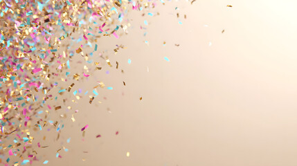 Abstract paint splash with colorful confetti on a white background, a vibrant watercolor illustration