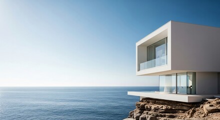 Luxury home overlooking ocean with stunning modern architecture