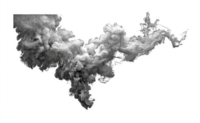 Abstract grayscale ink cloud, swirling, dynamic