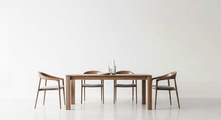 Modern dining room table with stylish chairs and decor accents