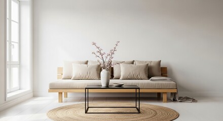 Stylish modern living room interior decor with minimalist design