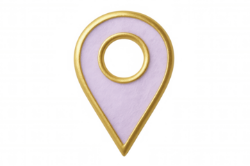 Location pin with pink center and gold border indicating a specific position on a transparent background