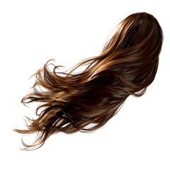 Fototapeta premium Isolated flowing brunette hair with highlights on a black background in a dynamic pose image on transparent background