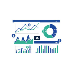 Obraz premium Data Visualization Dashboard with Charts and User Icons