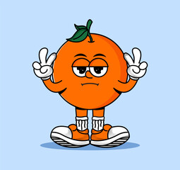 Cartoon orange fruit mascot character in funny and cute style. Perfect for stickers, t-shirt design, and summer illustration