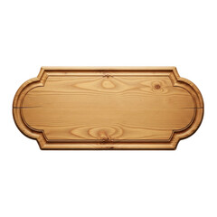 Ornate wooden sign with carved edges isolated on transparent background