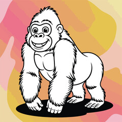 Obraz premium gorilla Cute cartoon standing proudly on a colorful background