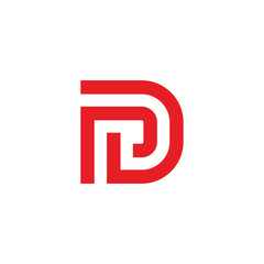 letters dr red geometric lines logo vector