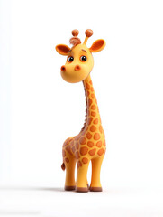 Cute 3D cartoon giraffe isolated on white background