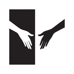 Two Hands Embracing in Abstract Black and White, a Minimalist Concept of Duality, Unity, and Harmony.
