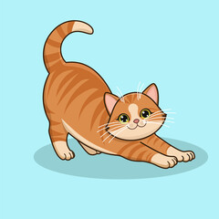 A playful orange cat cartoon characters depicted in a funny vector illustration with furry tails
