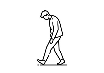 Walking Sad Man Line Art