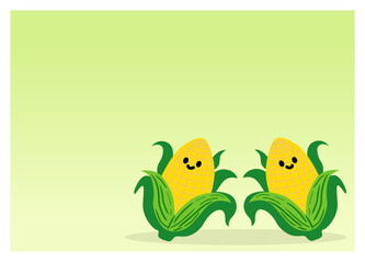 Cartoon character: twin cute corns on the ground 