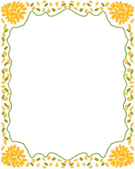 Abstract yellow floral frame border.