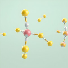 Thiamine rotating 3d molecule, molecular structure of vitamin b1, seamless video