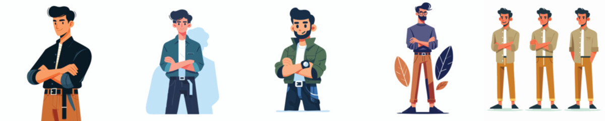 Young Professional Man Vector Illustration – Modern Creative Worker and Team Member