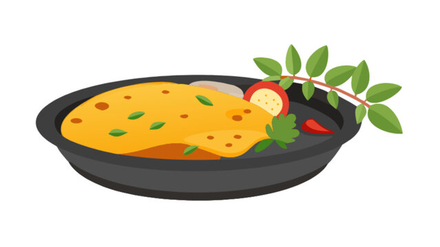 yellow food in black bowl, green garnish clip art preview