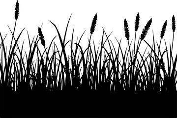 Wild Grass and Weed Silhouette Clipart