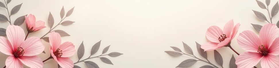 Obraz premium Subtle leaf motif, soft pastel hues, elegant floral backdrop, soft hues, peaceful, plant