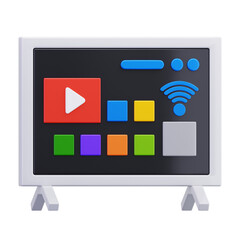 3D Smart TV with Streaming Apps Illustration