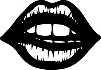 Naklejka premium Glossy Lips with Teeth Silhouette Vector Design 