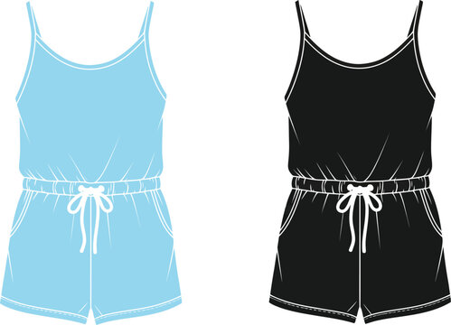 Buy women's romper online trendy spaghetti strap summer playsuit vector