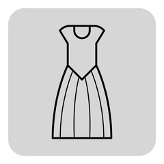 Simple line drawing of wedding dress, showcasing stylish shape with fitted bodice and flowing skirt. Perfect for representations of marriage themes