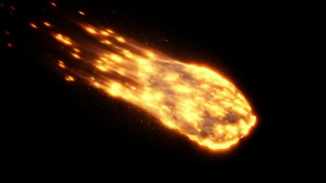Fiery Meteor Shower Over Dark Starry Night Sky Background