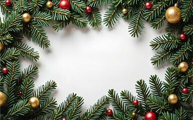 Christmas frame of tree branches. High quality